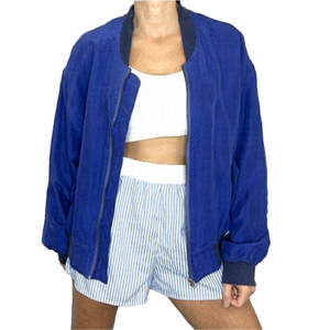 Blue White Stripe High Waist Pj Shorts 4